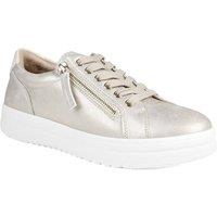 Pavers Women's Wide Fit Zip & Lace Platform Trainers in Gold | Size: 2