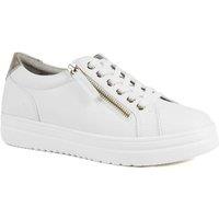 Pavers Women's Wide Fit Zip & Lace Platform Trainers in White | Size: 9