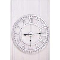 Living and Home 80cm Dia Silver Roman Numerals Metal Wall Clock