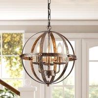 Garwarm Industrial Globe Farmhouse Lighting Vintage Chandelier Spherical Bronze