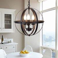 Garwarm Industrial Globe Pendant Lighting Vintage Chandelier Spherical Black
