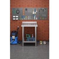 Living and Home 2 Tier Stainless Steel Multi-Functional Prep & Work Table with Backsplash for Kitchen Garage Laundry Outdoor in Silver