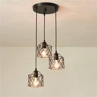 Pheashine Black 35cm 3-Light Geometric Pendant Chandelier E27 Industrial
