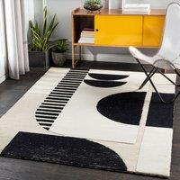 Livabliss Brooklyn-Hand Tufted Cream Black Wool Modern Living Dining Bedroom Rug | Size: 180 cm x 250 cm