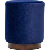 Nordlys Brown Wooden Base Living Room Pouf in Blue