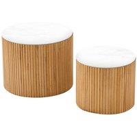 Nordlys Set of 2 Wooden Coffee Tables with Storage in Light Brown