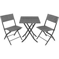 tectake Garden Furniture Set Trevi - 2 chairs, 1 table, bistro set, foldable in Grey | Size: 2 Seater