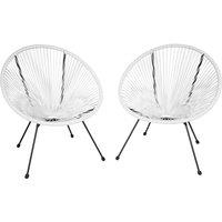 tectake Garden chairs in retro design (set of 2) in White | Size: 2 Seater