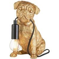 Netlighting Pug puppy Table Lamp Vintage Gold Paint Matt Black 1x E14