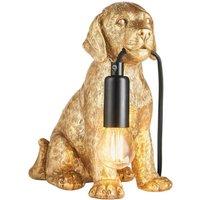 Netlighting Labrador Puppy Table Lamp Vintage Gold Paint Matt Black 1x E14