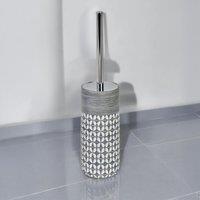Showerdrape Ravello Geo Floral Grey & White Toilet Brush & Holder