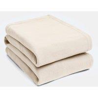 OHS Wholesale 10 Pack Plain Fleece Blanket Sofa Throw Joblot in Natural