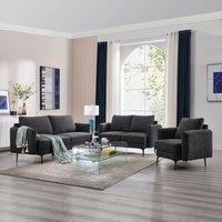 More4Homes Sofia 1+2+3 Seater Fabric Sofa Set in Charcoal