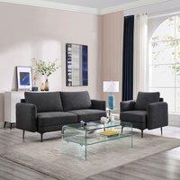 More4Homes Sofia 1+3 Seater Fabric Sofa Set in Charcoal