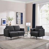 More4Homes Sofia 1+2 Seater Fabric Sofa Set in Charcoal