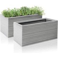 Primrose Terracotta Fibrecotta Berniss Trough Planter 60cm Set of 2 in Grey