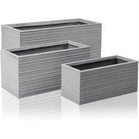Primrose Terracotta Fibrecotta Berniss Trough Mixed Set of 3 Planters in Grey