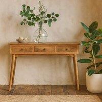 Wyld Haus Pizzo Large Mango Wood 3 Drawer Console Table in Brown