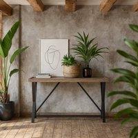 Wyld Haus Trento Aged Grey Oak & Black Metal Console Table