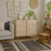 Wyld Haus Bali Mango Wood Sideboard Light Natural Finish Gold Inlays