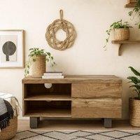Wyld Haus Wellington Small Acacia Wood TV Unit 2 Shelves 2 Drawers in Brown
