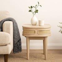 Wyld Haus Chicago Cane Rattan & Natural Mango Wood Bedside Table