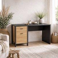 Wyld Haus Egtved Black & Riviera Oak Effect Desk 1 Drawer 1 Cupboard
