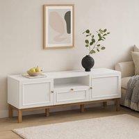 Wyld Haus Turku TV Unit Light Grey with Oak Detail 2 Doors 1 Drawer