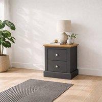 Wyld Haus Ardee 2 Drawer Bedside Cabinet Dark Grey with Natural Oak Top