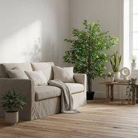 Wyld Haus Nito Artificial Banyan Style Tree in Light Dark Green Decorative Pot in Light Green