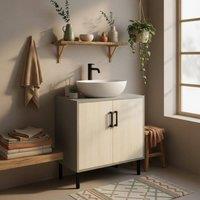 Wyld Haus Nabavi Natural Finish Under Sink Cabinet Double Doors Internal Shelf in Grey