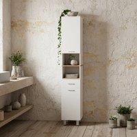 Wyld Haus Tall Slim High Gloss White Storage Cabinet Drawer Shelves Double Doors
