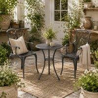 Wyld Haus Sazzotti Brown Black Cast Aluminium 2 Seater Bistro Set Round Table