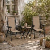 Wyld Haus Fihake 3 Piece Cream Folding Bistro Set 2 Chairs & Coffee Table