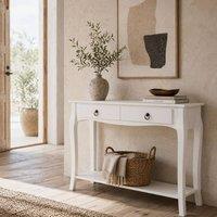 Wyld Haus Noro 100cm Ivory White Mid Century Console Table 2 Drawers & Shelf