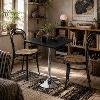 Wyld Haus Eltani Adjustable Swivel Bar Table Black MDF Top Silver Steel Base
