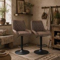Wyld Haus Lenozzo Faux Leather Brown Bar Stools Set of 2 Adjustable Gas Lift