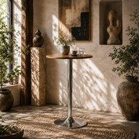 Wyld Haus Redone Rustic Brown Adjustable Swivel Round Bar Table Steel Base