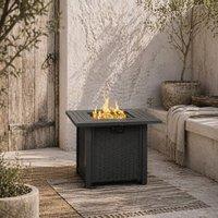Wyld Haus Ellulo Black Square Propane Gas Fire Pit Table with Lid & Cover