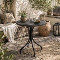 Wyld Haus Nari 66cm Round Grey Wood Grain Slatted Garden Table