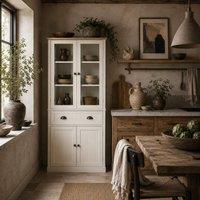 Wyld Haus Cream White 5 Tier Kitchen Pantry Cupboard Adjustable Shelves Drawer