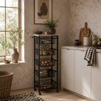 Wyld Haus Sucora 5 Basket Mobile Kitchen Trolley Light Grey & Black