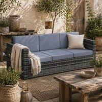 Wyld Haus Neloro Mixed Grey PE Rattan 3 Seater Outdoor Sofa Washable Cushions