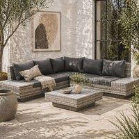 Wyld Haus Vaneno Light Grey 4 Piece Rattan Outdoor Corner Sofa Set Coffee Table