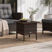 Wyld Haus Varilu Mixed Brown Rattan Style Outdoor Coffee Table Square Woven Top in Dark Brown
