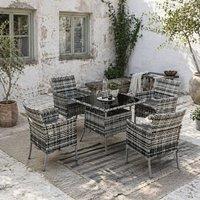 Wyld Haus Hayosa Yoka Mixed Grey Rattan 4 Seater Garden Dining Set with Cushions