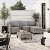 Wyld Haus Mofilo 3 Seater Rattan Garden Sofa Set Corner Units & Glass Coffee in Brown