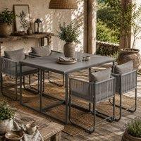 Wyld Haus Donino 4 Seater Grey PE Rattan Garden Dining Set Wood Effect Table