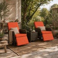 Wyld Haus Haridi 3 Piece Mixed Brown Rattan Bistro Set Orange Cushions Storage