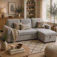 Wyld Haus Tafaha Light Grey Pull Out Sofa Bed Reversible Chaise Hidden Storage